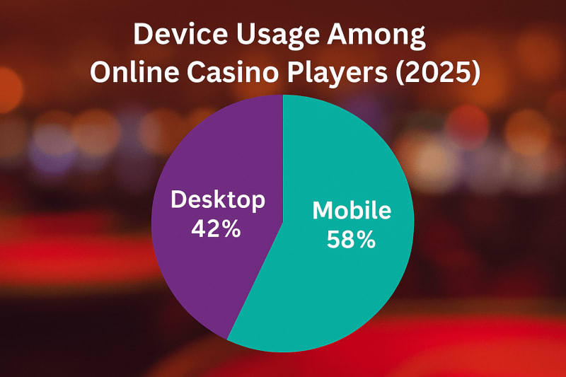 Infographic depicting the device usage amongst Online Casino Players